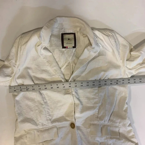 Anthropologie Elevenses Women's Cropped 1 Button Cotton Blazer SIze 12 - Picture 11 of 13